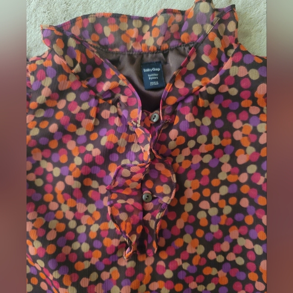 Gap Girl Brown/Pink/Orange/Purple Polka-dot Confetti Top Size 3 years - Picture 3 of 5